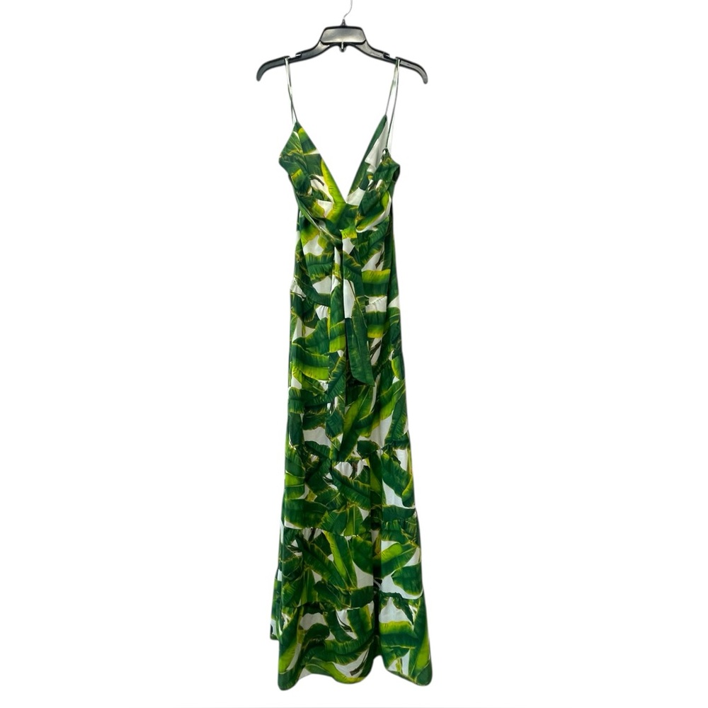 NWT Alice + Olivia Karolina Tie Back Maxi Dress Palm Off White size 6 - Picture 4 of 8